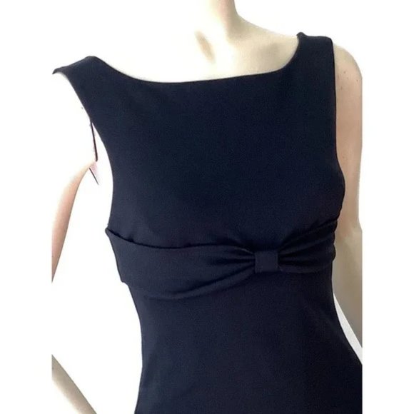 Diane von Furstenberg Rare DVF ❤️vtg LBD black bow front empire dress retro 6 - Picture 3 of 7